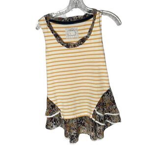 Anthropology Yellow/White Striped Tank Top. Size XSmall.
